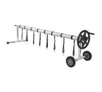 Bonnlo Enrouleur de Bâche de Piscine Système d'enroulement 3,6 m-5,5 m Structure Télescopique Charge de 60 kg Poids Léger de 14,2 kg avec Roues et Sangles Velcro Différents Formes de Piscines Noir