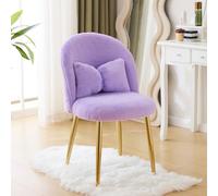 Bonnlo Fauteuil de Salon, Chaise Ergonomique avec Coussin Nœud, Dossier Incurvé sans Accoudoirs, pour Salon, Chambre, Bureau, Fourrure de Lapin, 55 x 48 x 78.5 cm, Violet