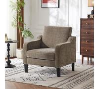 Bonnlo Fauteuil Élégant, Canapé 1 Place Moderne du Milieu du Siècle, Chaise de Lecture Confortable avec Accoudoirs Incurvés, Canapé Rembourré en Chenille, pour Salon, Chambre (1, Marron Clair)
