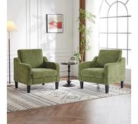 Bonnlo Fauteuil Élégant, Canapé 1 Place Moderne du Milieu du Siècle, Chaise de Lecture Confortable avec Accoudoirs Incurvés, Canapé Rembourré en Chenille, pour Salon, Chambre (2, Vert)