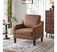 Bonnlo Fauteuil Élégant, Canapé 1 Place Moderne du Milieu du Siècle, Chaise de Lecture Confortable avec Accoudoirs Incurvés, Canapé Rembourré en Chenille, pour Salon, Chambre (1, Marron Vintage)