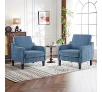Bonnlo Fauteuil Élégant, Canapé 1 Place Moderne du Milieu du Siècle, Chaise de Lecture Confortable avec Accoudoirs Incurvés, Canapé Rembourré en Chenille, pour Salon, Chambre (2, Bleu Marine)