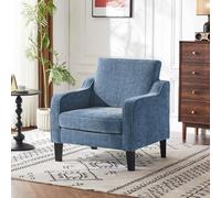 Bonnlo Fauteuil Élégant, Canapé 1 Place Moderne du Milieu du Siècle, Chaise de Lecture Confortable avec Accoudoirs Incurvés, Canapé Rembourré en Chenille, pour Salon, Chambre (1, Bleu Marine)
