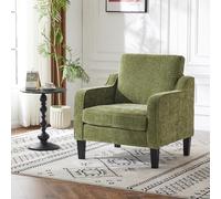 Bonnlo Fauteuil Élégant, Canapé 1 Place Moderne du Milieu du Siècle, Chaise de Lecture Confortable avec Accoudoirs Incurvés, Canapé Rembourré en Chenille, pour Salon, Chambre (1, Vert)