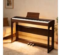 Bonnlo GDP-104 E Piano 88 touches, claviers entièrement lestés, piano numérique avec support pour piano, double Bluetooth, système à 3 pédales, casque - pour débutants et confirmés, noyer noir