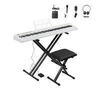 Bonnlo GPP-101 Piano Numérique à 88 Touches Semi-Lestées de Taille Standard, Pour les Amateurs de Piano (Blanc，Piano avec support et tabouret)