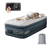 Bonnlo Matelas de Camping Pliable avec Pompe électrique, Matelas Gonflable Autogonflant avec Surface en Velours, pour 1 Personne (Gris-Blanc et Gris Foncé, 190 x 99 x 45 cm)