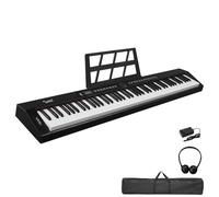 Bonnlo Piano Numérique 88 Touches, Clavier Semi-Lesteé avec Double Bluetooth, Casque, Support, pour les Amateurs de Musique et les Débutants (Noir, Piano)