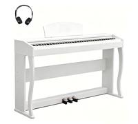 Bonnlo Piano numérique avec 88 touches lestées - Clavier électrique avec unité à 3 pédales pour débutants, MIDI, USB, double Bluetooth, écran LCD, haut-parleurs stéréo, 800 sons et 200 rythmes - Blanc