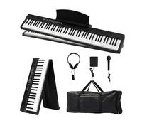 Bonnlo Piano Numérique Pliable GPPS01-106 à 88 touches, Clavier Semi-Lesté Standard, avec MIDI, Bluetooth, Sac à Main et Casque Audio Inclus, Noir