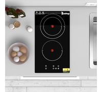 Bonnlo Plaque Vitrocéramique | Plaque de Cuisson Vitrocéramique Encastrable avec Écran Tactile, Protection Enfants, Indicateur de Reste de Chaleur et Anti-Débordement (2 feux 3000 watts)