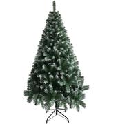 BONNLO Sapin de Noël Artificiel 166cm pour Décoration Noël avec Pied en Métal, Adapté à l’Intérieur (Salon/Maison), Durable & Facile (Vert avec Éclaboussures Blanches, 180x110cm)