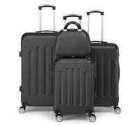 Bonnlo Set de 4 Valises avec Vanity Case，Valises de Voyage, Set Valise ABS avec Les Coins Renforcé et roulettes Pivotantes 360°, Noir (Noir)