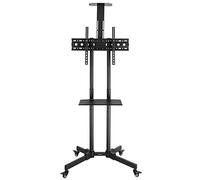 Bonnlo Support TV sur Pied à roulettes, Support TV au Sol pour Télévision Mobile avec Plateau à Poulie et étagère Ajustable, Réglable en Hauteur,Charge Jusqu’à 60 kg, Compatible VESA 400x600mm - Noir