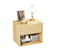 Bonnlo Table de Chevet Suspendue, Table de Nuit Chêne avec 1 Tiroir et 1 Étagère, Table d'appoint Basse pour Chambre à Coucher, Salon, 40 x 30 x 33 cm (1)