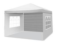 Bonnlo Tonnelle de Jardin 3x3m avec 3 Parois Latérales imperméable Protection Anti-UV Tente de Réception en Toile PE Tubes Spiralés en Fer Barnum Blanc pour Camping Mariage Parking Fête