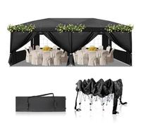 Bonnlo Tonnelle de Jardin Pliante 3x6 imperméable/Tente de Réception Pop-up Inclus Sac de Transport/Barnum Pliant 3x6 Jardin Exterieur Rapide à Installer/Gazebo pour BBQ et Événements,Noir