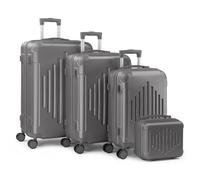 Bonnlo Valise Cabine Rigide 28in+24in+20in+12in en ABS Léger, Set Valise Grande Taille, Serrure à Combinaison, Poignée Télescopique, 4 roulettes Spinner, Coins Renforcés - Bagage Cabine/Soute (Gris)