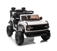 Bonnlo Voiture électrique Enfants 1 Place à Double Motorisation 25 W x 2 (12 V 4,5 Ah), avec Télécommande 2,4 GHz, Blanc