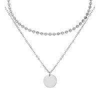 BONNYBIRD® Collier Boheme Femme Argent Double Rang Multirang Acier Inoxydable Chic Pendentif Ethnique Bijoux Jeune Chaîne Ras de Cou Ete Mariage Noel Fantaisie