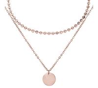 BONNYBIRD® Collier Boheme Femme Or Rose Double Rang Multirang Acier Inoxydable Chic Plaqué Or Doré Pendentif Ethnique Bijoux Jeune Chaîne Ras de Cou Ete Mariage Noel Fantaisie