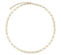 BONNYBIRD® Collier Femme Or Acier Inoxydable Chirurgical Chaine Trombone sans Pendentif Or Plaqué Jaune Doré Maillons Résistant à l'eau Bijoux Sans Nickel Ras de Cou Ete