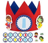 BONNYCO Couronne Anniversaire Super Heros Chiffres Interchangeables de 0 à 9 et Figurines a Thème. Couronne Anniversaire 1 An Garcon Fille, Cadeau Garcon. Decoration Super Heros, Chapeau Fete Carnaval