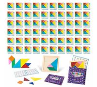 BONNYCO Jeu Tangram Enfant 60 PCS Cadeau Anniversaire Enfants Invites. Tangram Bois pour Cadeaux Anniversaire Invités, Mini Jeux Goodies. Petit Jouet Pinata, Pochette Surprise, Lot Kermesse Mixte