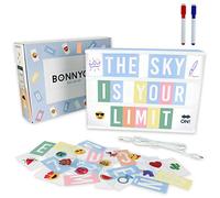 BONNYCO Light Box Bleue 400 Lettres, Emojis, 2 Marqueurs, Ç Inclus. Boite Lumineuse Message Decoration Chambre Garçon et Baby Shower. Tableau Lumineux, Idée Cadeau Enfant Anniversaire et Noël