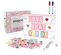 Light Box Rose avec 400 Lettres et Emojis, 2 Marqueurs - BONNYCO | Ç Inclus | Boite Lumineuse Message Ideal Decoration Maison Chambre Bureau | Tableau Lumineux Idee Cadeau Ado Fille et Femme Original