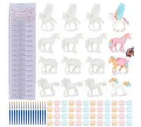 BONNYCO Pack Licorne Jouet à Peindre, Cadeau Anniversaire Enfants Invites | 16 Sets de Loisirs Créatifs avec Figurine, 3 Peintures, Pinceau. Pochette Surprise, Mini Jouet Pinata, Goodies Licorne Fille