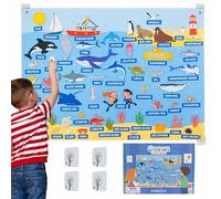 BONNYCO Panneau Feutrine Enfant avec 107 Figurines d'animaux Marins | Panneau Sensoriel Bilingüe, Jouet Montessori et Cadeau Enfant de 3 à 8 Ans. Tableau Sensoriel pour l’Autisme, Jeux Éducatif