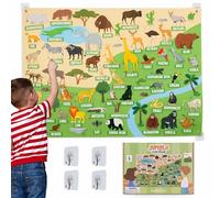 BONNYCO Panneau Feutrine Enfant avec 116 Figurines d'animaux de la Jungle | Panneau Sensoriel Bilingüe, Jouet Montessori et Cadeau Enfant de 3 à 8 Ans. Tableau Sensoriel pour l’Autisme, Jeux Éducatif