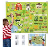 BONNYCO Panneau Feutrine Enfant avec 92 Figurines d'animaux de la Ferme | Panneau Sensoriel Bilingüe, Jouet Montessori et Cadeau Enfant de 3 à 8 Ans. Tableau Sensoriel pour l’Autisme, Jeux Éducatif