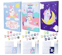 BONNYCO Peinture Numero Enfant Licornes Lot 3 Toiles Peinture par Numero, Licorne Cadeau Fille et Garcon, Kits de Loisirs Créatifs, Activites Manuelles pour Enfants, Paint by Numbers | Jouet Fille