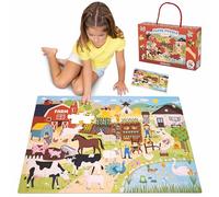 BONNYCO Puzzle Enfant Geant Animaux de la Ferme avec 48 Pièces de Grande Taille. Jigsaw Puzzle XXL 92 x 62 cm pour Cadeau Enfant. Jouet Educatif Garcon et Fille 2-8 Ans