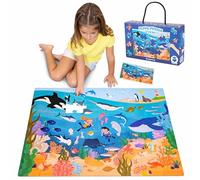 BONNYCO Puzzle Enfant Geant Animaux Marins avec 48 Pièces de Grande Taille. Jigsaw Puzzle XXL 92 x 62 cm pour Cadeau Enfant. Jouet Educatif Garcon et Fille 2-8 Ans