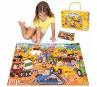 BONNYCO Puzzle Enfant Geant Chantier de Construction avec 48 Pièces de Grande Taille. Jigsaw Puzzle XXL 92 x 62 cm pour Cadeau Enfant. Jouet Educatif Fille et Garcon 2-8 Ans