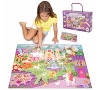 BONNYCO Puzzle Enfant Geant Château Fantastique avec 48 Pièces de Grande Taille. Jigsaw Puzzle XXL 92 x 62 cm pour Cadeau Enfant. Jouet Educatif Fille et Garcon 2-8 Ans