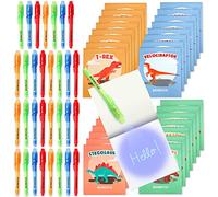 BONNYCO Stylo Encre Invisible et Carnet Cadeau Anniversaire Enfants Invites | Pack de 32 Petits Cadeaux Anniversaire de Dinosaures pour Fille Garcon, Jouet Pinata, Pochette Surprise, Prix d'École Élèves