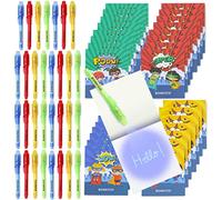 BONNYCO Stylo Encre Invisible et Carnet Cadeau Anniversaire Enfants Invites | Pack de 32 Petits Cadeaux Anniversaire des Super Heros pour Garcon et Fille. Jouet Pinata, Idee Pochette Surprise Élèves