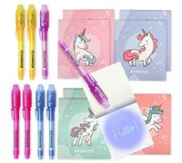 BONNYCO Stylo Encre Invisible et Carnet Cadeau Anniversaire Enfants Invites | Pack de 8 Petits Cadeaux Anniversaire de Licorne pour Fille et Garcon, Jouet Pinata, Idee Pochette Surprise, Goodies Élèves