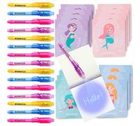 BONNYCO Stylo Encre Invisible et Carnet de Notes, Pack 16 Sirenes Petits Cadeaux Anniversaire pour les Filles et Garçons | Cadeau Anniversaire Enfants et Jouets Pinata | Anniversaire Sirene