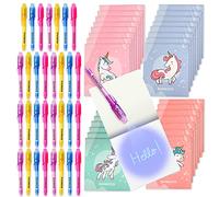 BONNYCO Stylo Encre Invisible et Carnet de Notes, Pack 32 Licorne Petits Cadeaux Anniversaire Licorne Fille et Garcon. Cadeau Anniversaire Enfants Invités, Jouet Pinata. Pochette Surprise Élèves