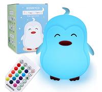 BONNYCO Veilleuse Enfant avec Télécommande, Contrôle Tactile 16 Couleurs. Pingouin Veilleuse Bébé avec Minuterie, Lampe Enfant Led Sans BPA. Lampe de Chevet Garcon Rechargeable, Cadeau Bebe Garçon