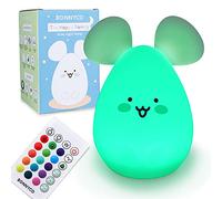 BONNYCO Veilleuse Enfant avec Télécommande, Contrôle Tactile 16 Couleurs Souris Veilleuse Bébé avec Minuterie | Lampe Enfant Led Sans BPA | Lampe de Chevet Fille Rechargeable, Cadeau Bebe Fille