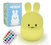 BONNYCO Veilleuse Enfant Lapin 16 Couleurs Télécommande et Contrôle Tactile | Veilleuse Bébé avec Minuterie, Lampe Enfant LED Sans BPA. Lampe de Chevet Fille Rechargeable, Cadeau Bebe Fille Anniversaire
