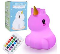 BONNYCO Veilleuse Enfant Licorne 16 Couleurs, Télécommande Contrôle Tactile | Veilleuse Bébé avec Minuterie, Lampe Enfant LED Sans BPA. Lampe de Chevet Fille Rechargeable, Cadeau Bebe Fille Anniversaire