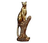 BONNYT Figurine Ornement Panthère Statues Moderne Abstrait Or Panthère Sculpture Géométrique Résine Léopard Statue Faune Décor Cadeau Artisanat Ornement Accessoires Ameublement (Couleur : Golden C)