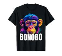 Bonobo Visage de singe coloré pour amoureux des animaux Hommes Femmes Noir T-Shirt